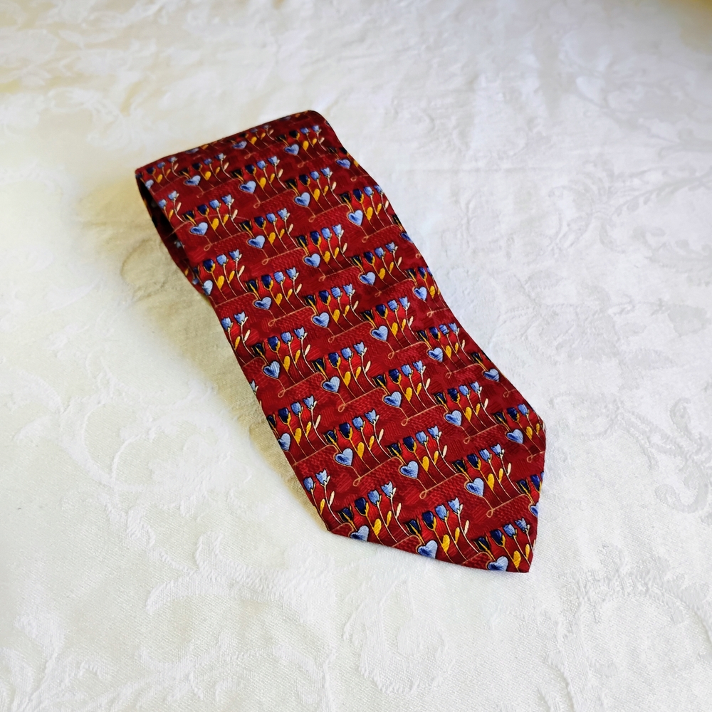 Ermenegildo Zegna Red and Blue Patterned Tie